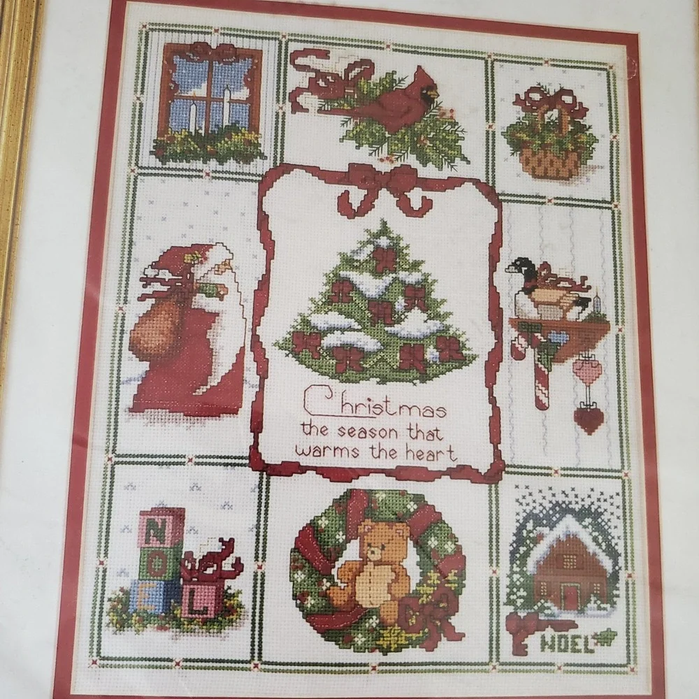 Vintage Bucilla Christmas Warms the Heart Counted Cross Stitch Kit 12x15 Holiday